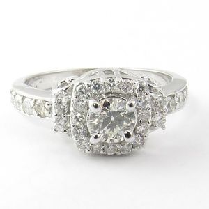 Vintage 14 Karat White Gold Diamond Engagement Ring Size 7.25 #4799